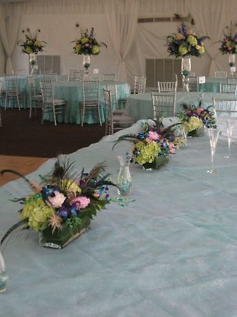 Osman Head Table Peacock Feathers and Succulents