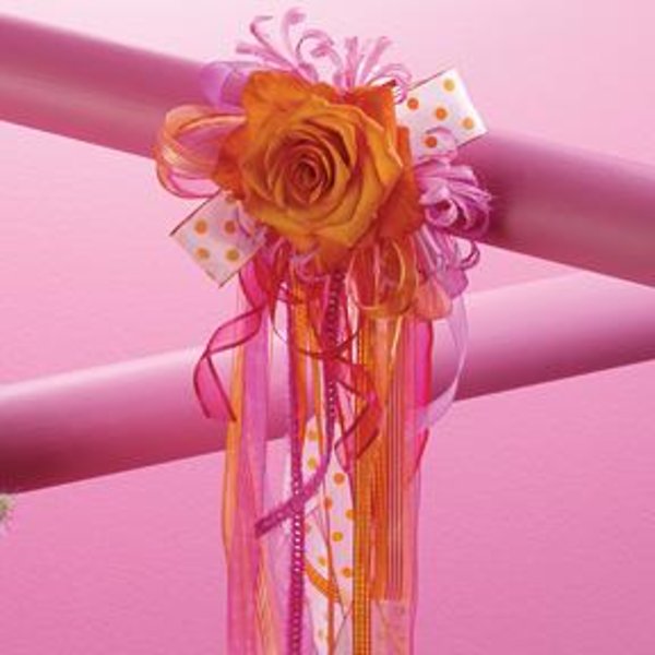 Hot Pink and Orange Streamer Corsage