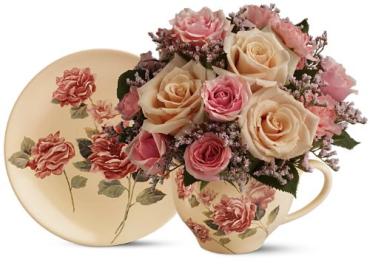 Teleflora\'s Victorian Teacup Bouquet