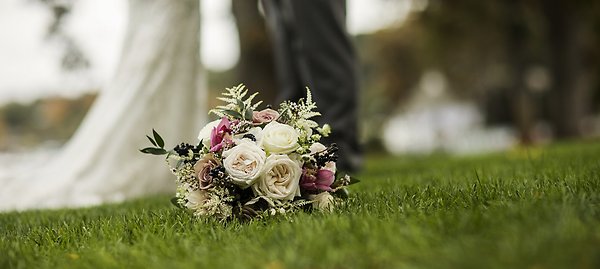 Brides Bouquet Lawn Shot