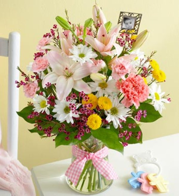 Bouquet for Baby Girl with Keepsake Frame