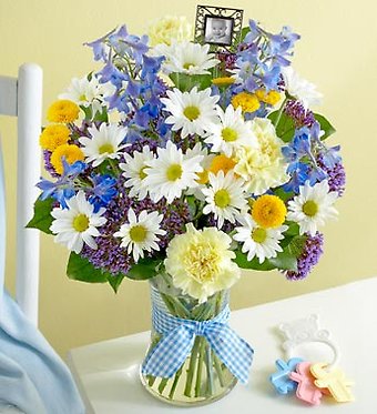 Bouquet for Baby Boy with Keepsake Frame