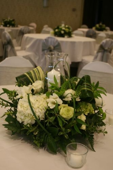 Natural Greens Centerpiece with Hurricane