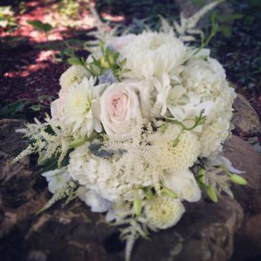 White and Cream Bouquet with Dahlia and English Roses