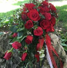 Red Rose and English Rose Cascade Bouquet
