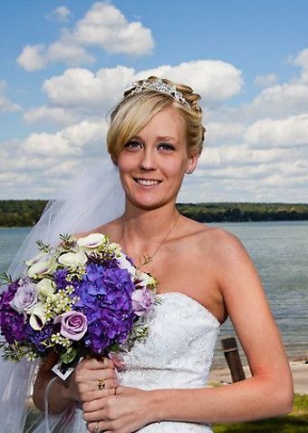 Purple and White Bridal Bouquet with Hydrangea and Picasso Calla