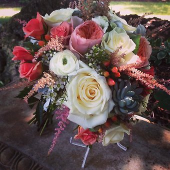 Coral Bouquet with succulent