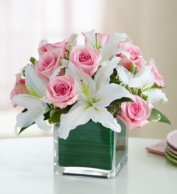 Modern Embrace&trade; Pink Rose &amp; Lily Cube