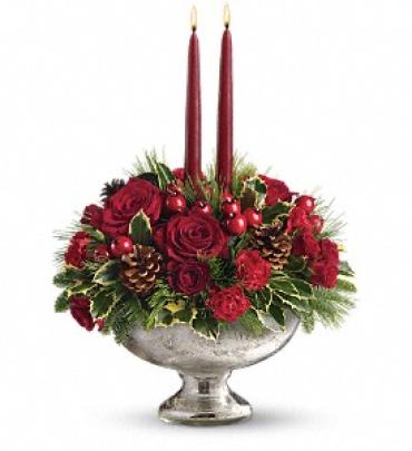 Teleflora\'s Mercury Glass Bowl Bouquet