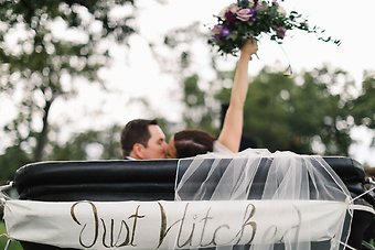 Bride and Groom in the carriage