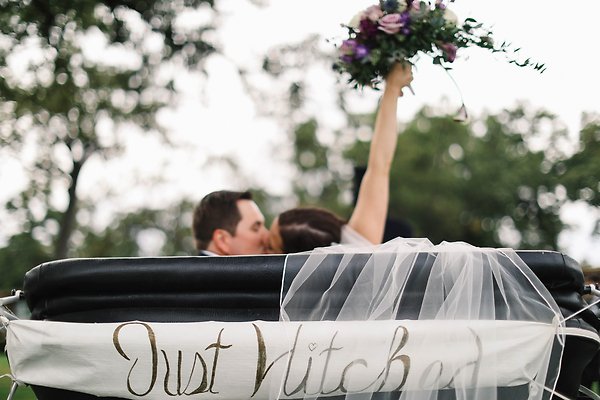 Bride and Groom in the carriage