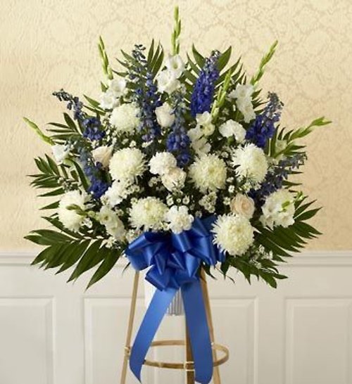 Blue & White Sympathy Standing Basket