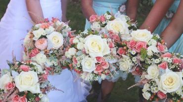 Corals and Cream Wedding Bouquets