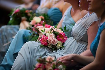 Bridesmaids during ceremony