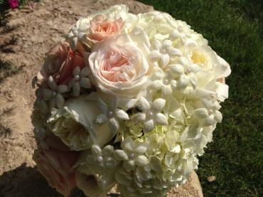 Stephanotis with White and Blush English Roses